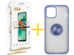 Kit Capa + Película Vidro 2X iPhone 11 Skyhe Gel Bumper Azul