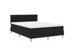 Conjunto 1 Cama Box Vidaxl Preto Tecido (140 X 200 Cm)