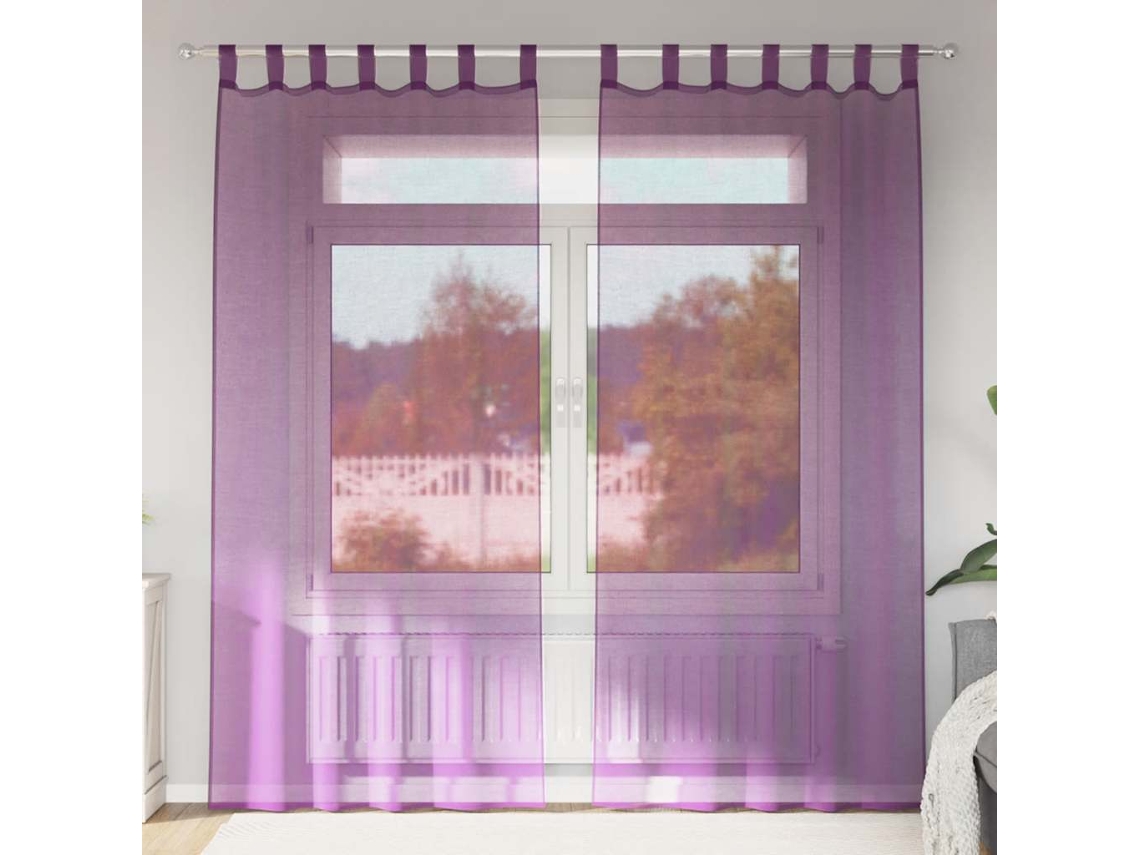 Vidaxl Cortinas De Voile Com Laços 2 Pcs Roxo 140x245 Cm