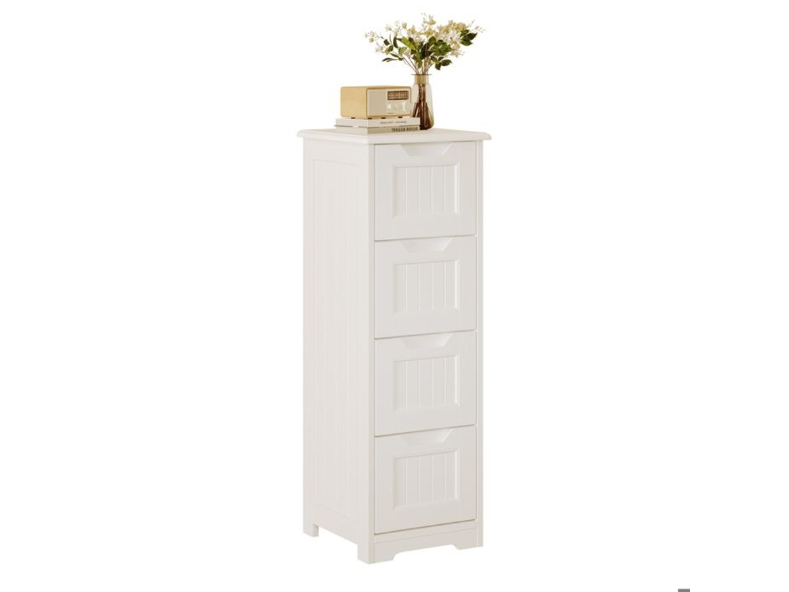Cômoda pequena - 4 gavetas - Branco mate - Madeira engenheirada - 30 x 30 x 85 cm