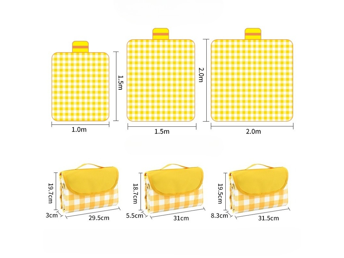 Tapete Piquenique Exterior 200x200cm Antia Areia Oxford Amarelo Panoona