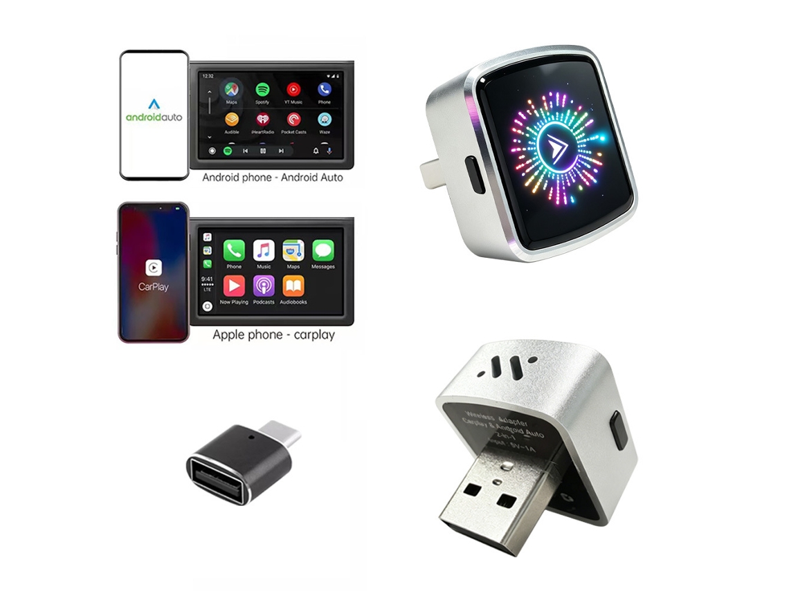 Adaptador Carplay Sem Fios 2 Em 1, Plug And Play, Ligação Rápida E Estável Para Ios 10+ E Android 11+ Hexinyigjly