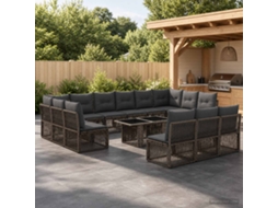 Vidaxl Conjunto De Sofá De Jardim 14 Unid. Cinzento Vime Pe