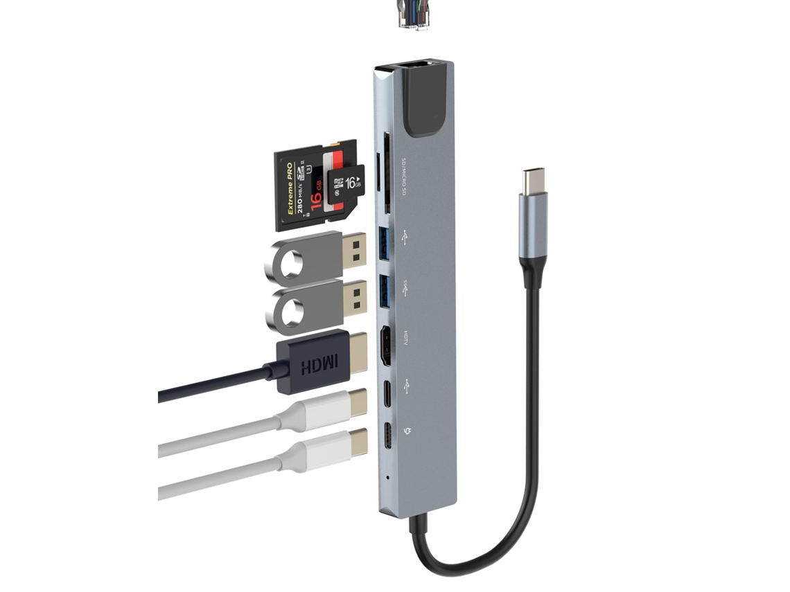 Hub Usb C JYTGALX para Iphone e Apple 15 Pro Max com 8 em 1 (não aplicável)