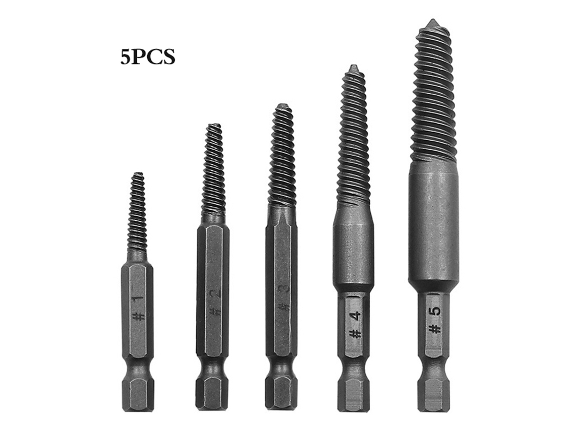 Conjunto De 5 Brocas Extratoras Parafusos Com Centro Para Quebrados E Danificados -aquaforge