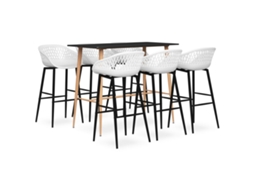 Vidaxl 7 Pcs Conjunto De Bar Preto E Branco