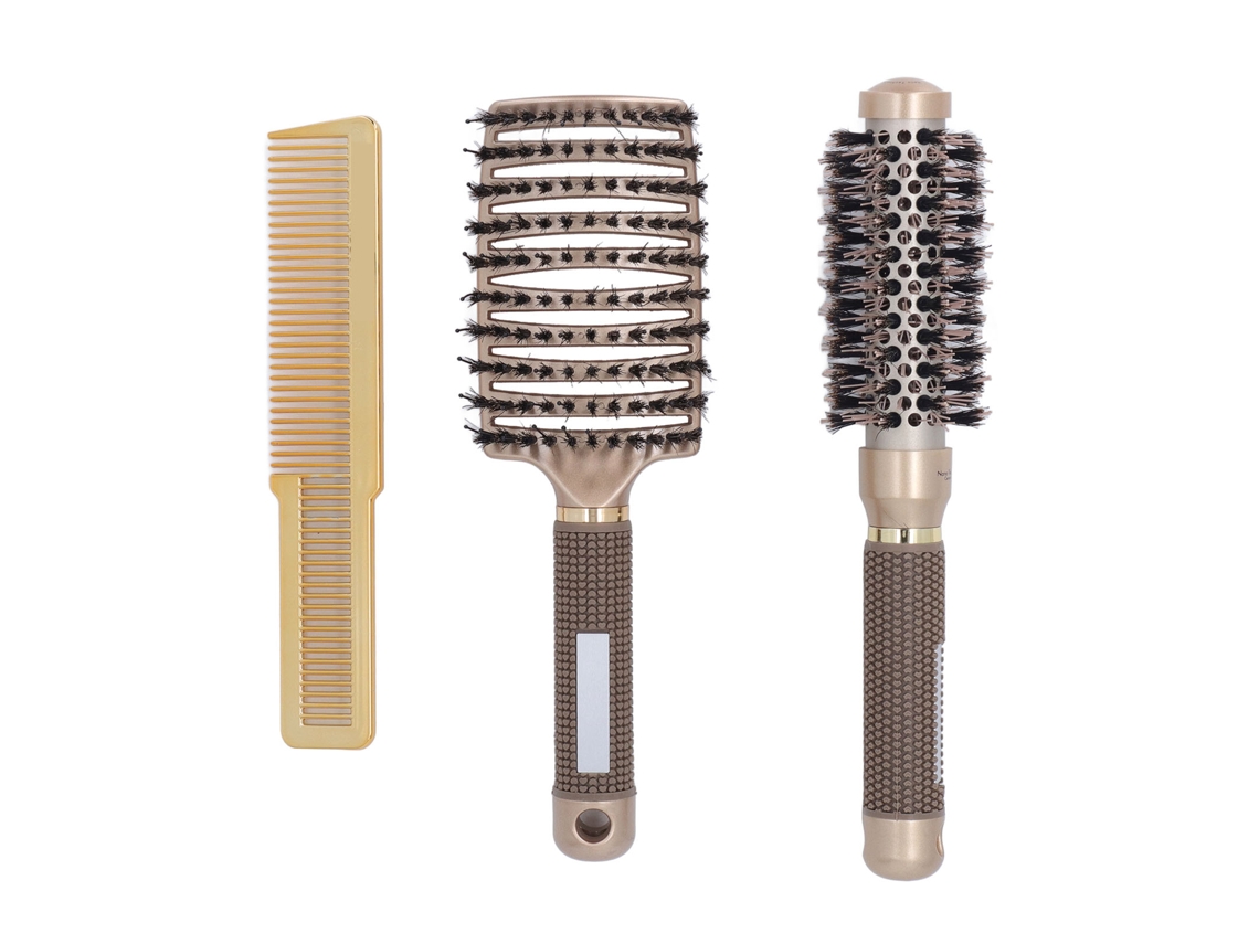 2026 set de 3 Escovas e Pentes para Cabelo: Ferramentas de Estilo para Salão em Casa com Dissipação de Calor Uniforme e Cabo Ergonômico