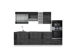 Cozinha Fame-Line, 280 cm sem bancada, antracite brilhante/branco, Vicco