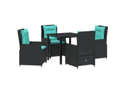 Maison Exclusive - Conjunto De Jantar Para Jardim 5 Pcs Preto Rattan Sintético