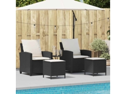Vidaxl 4 Pcs Conjunto De Sofás Para Jardim C/ Almofadões Vime Pe Preto