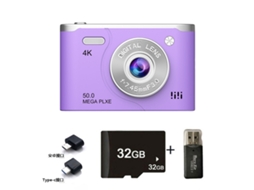 Câmara Digital Tela Lcd De 2,4 Polegadas Com Zoom De 8x E Resolução Hd 1080p (roxa - Cartão De 32 Gb) Cuich
