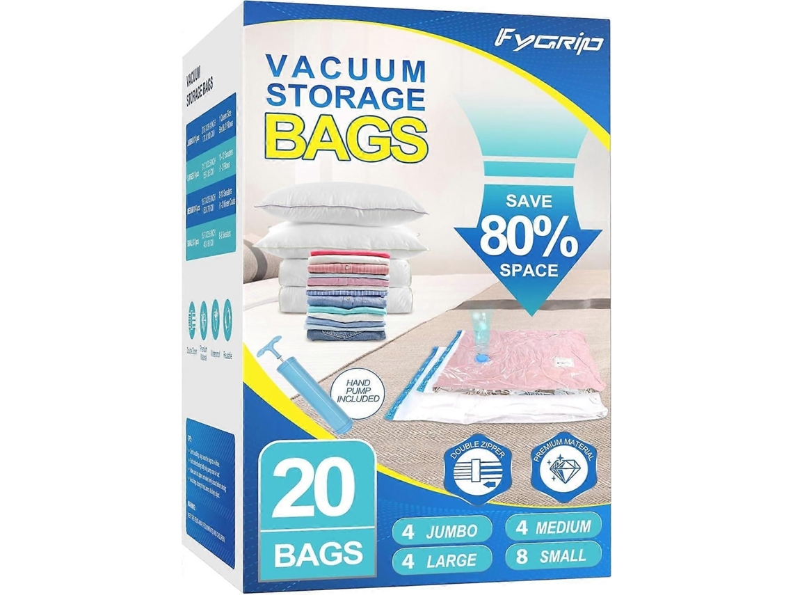 Sacos De Armazenamento A Vácuo Com Bomba Manual, Embalagem Plástico, Economizam 80% Espaço, Se Lagem Para Roupas, Malas Viagem, Cobertores, Edred