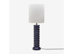 Candeeiro De Mesa Boreto 75 Cm Em Cerâmica E Linho Linho Azul Marinho Sklum