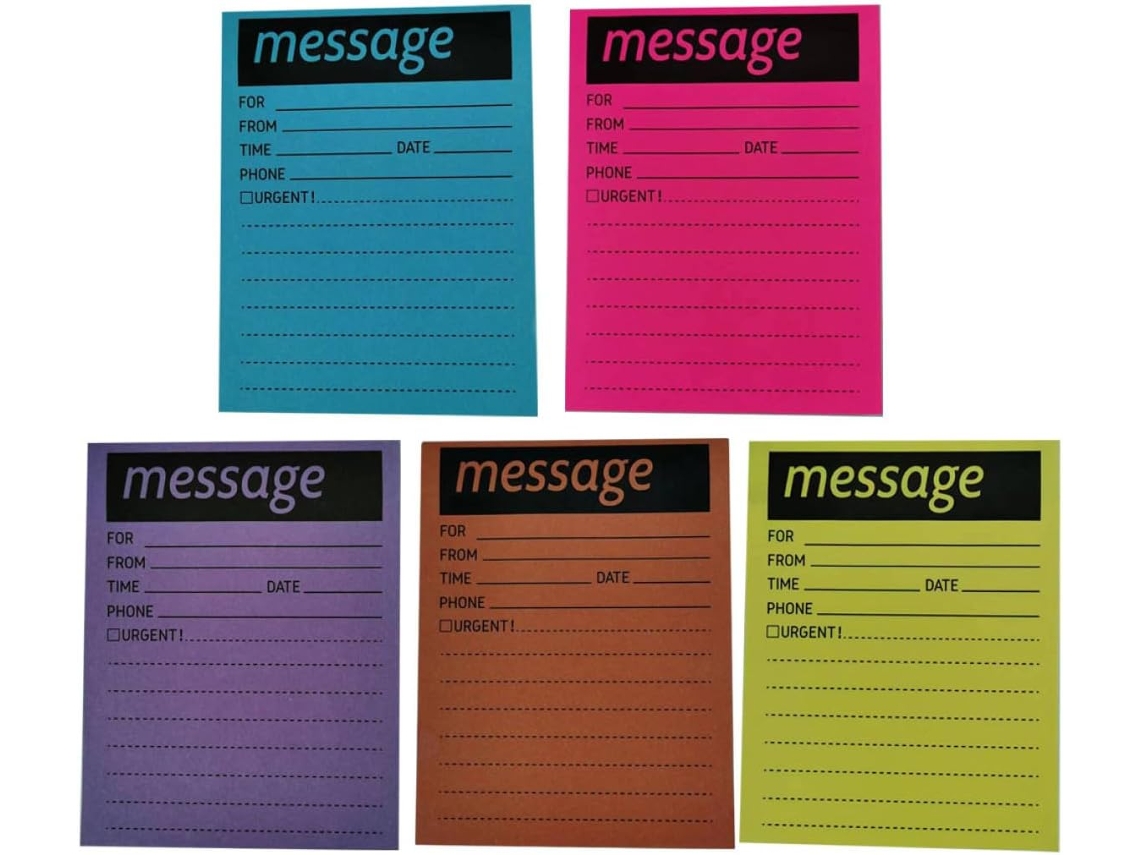 Conjunto de 5 blocos de notas autoadesivos fluorescentes coloridos, papel adesivo portátil para anotações de alta qualidade.