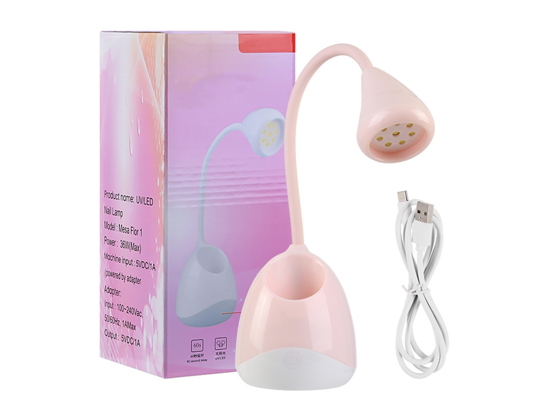 Lâmpada De Unhas Com 8 Leds Usb Portátil Secador Rápido De Esmalte Em Gel Para Salão E Manicure Diy Em Rosa