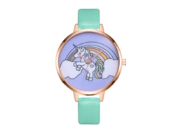 Relógio Analógico Feminino Simples de Quartzo com Pulseira de Couro Pu Slim Zhoulianfa (menta)