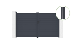 Portão Giratório 3M Eiger Alt.180Cm Alumínio Cinza 2 Postes 20X20Cm Alt.190Cm CASANOOV