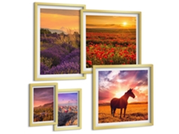 Conjunto De Pinturas Paisagens Da Natureza Cavalos Flores Espelharte (5 Peças)