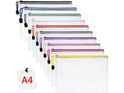 Bolsas para Documentos, Tamanho A4, Plástico de Malha, 10 Peças, À Prova D‘água ZYBLSSBB
