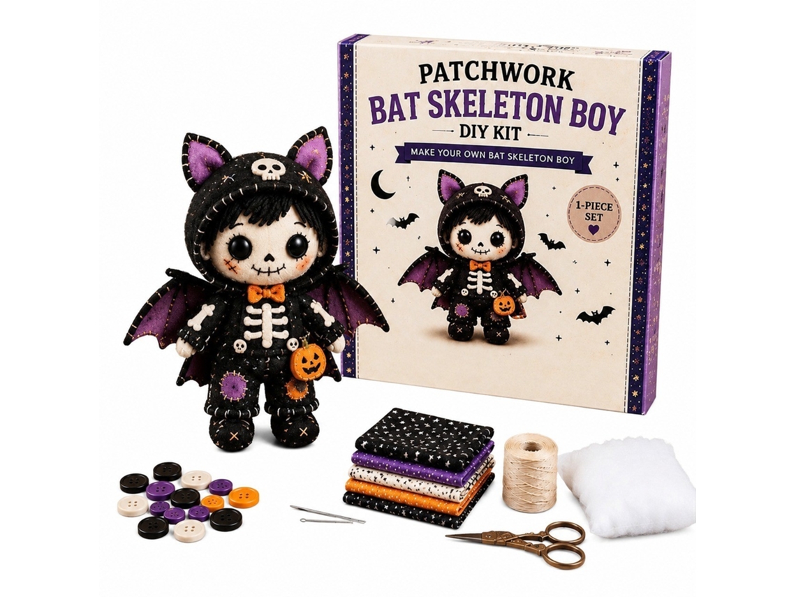 Kit De Costura E Patchwork (menino Esqueleto Morcego - Modelo 120)