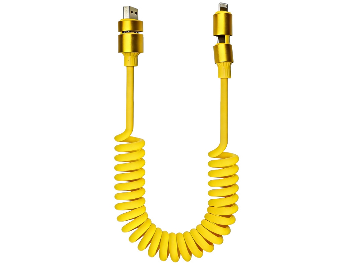 Cabo De Dados Da Mola 4 Em 1 Super Carga Rápida, 240w, 1,5m, Amarelo