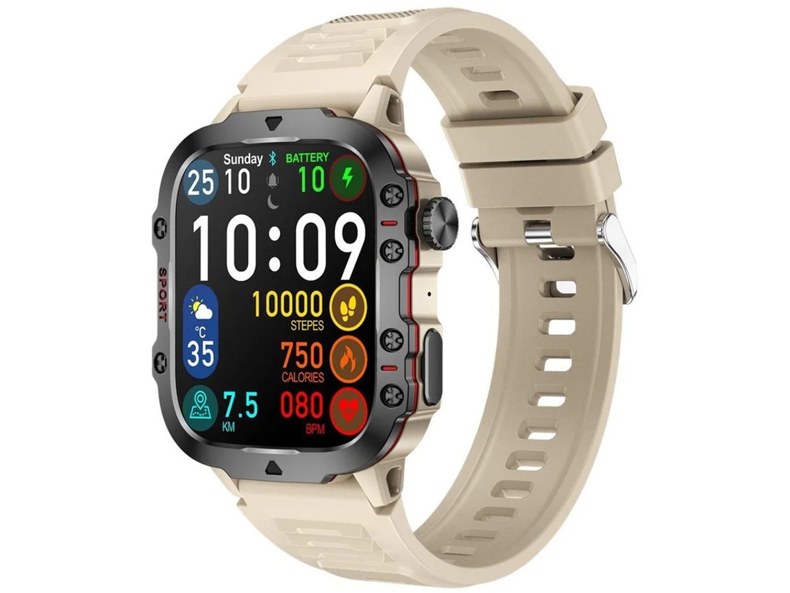 Smartwatch Masculino 1.96 Polegadas Face/recebe Chamadas Monitoramento de Saúde Monitoramento de Exercício Para Android Cáqui Bestvite