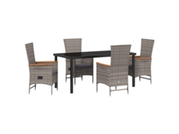 Conjunto 5 De Jantar De Jardim Vidaxl Com Almofadas Rattan Polido Cinza