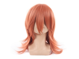 Peruca Laranja-marrom Longa Em Camadas Fluffy Cosplay Anime Cabelo Sintético Ajustável