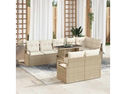 Vidaxl Conjunto de Sofá de Jardim 9 Pcs Bege Rattan Sintético