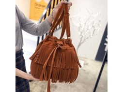 2026 bolsa Bandolera de Cuero Falso com Franjos e Borlas Moda Retro para Mulher
