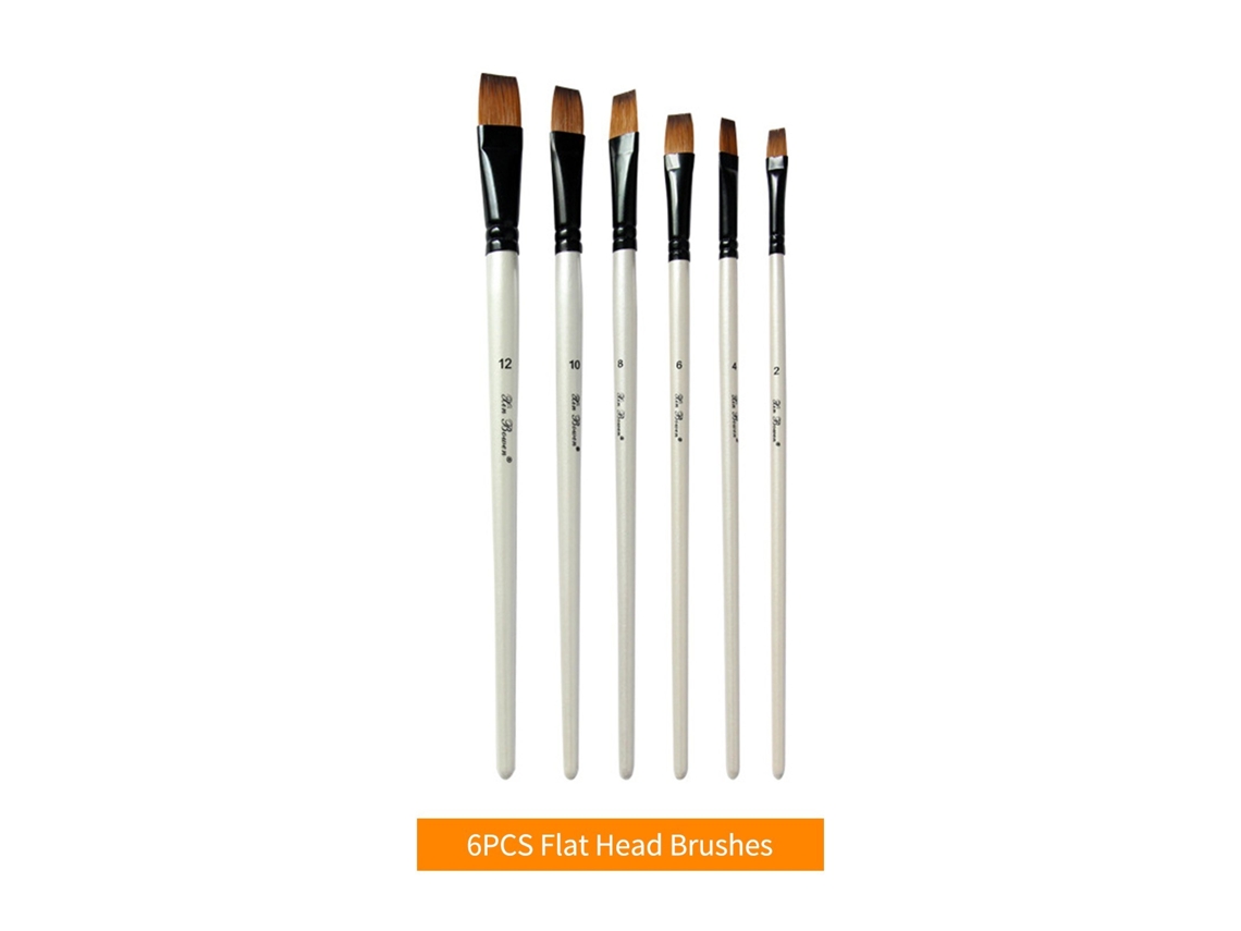Conjunto de Pincéis de Cabeça Redonda de 6 Peças Conjunto de Pincéis de Cabelo de Nylon para Óleo Acrílico Pintura em Aquarela Artista Kits 6# 2