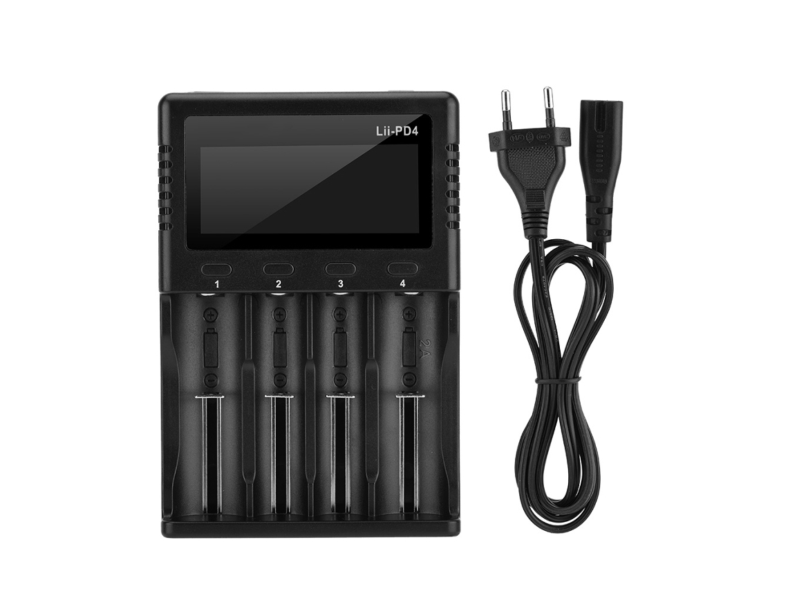 Cargador de Baterías Inteligente Liitokala Lii Pd4 Con 4 Ranuras Lcd para Baterías de Iones de Litio, Nimh Y Lifepo4.