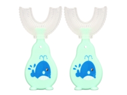 Mali 2pcs Escova de Dentes Infantil em Forma de U Silicone Macio 360 Graus para 2 6 Anos
