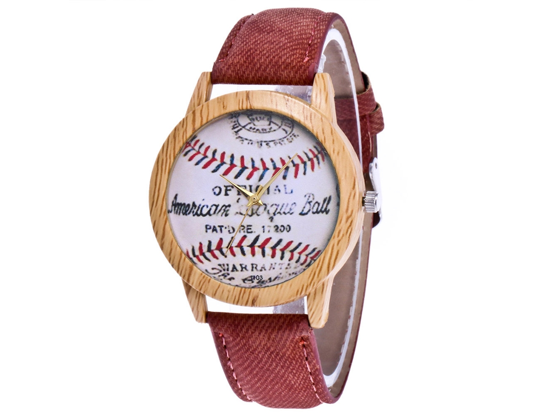 Reloj De Pulsera De Cuarzo Unisex Con Correa De Jean Patrón Béisbol Zhoulianfa Café