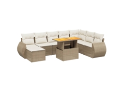 Conjunto de 9 Sofás para Jardim com Almofadões Vime Pe Bege MAISON EXCLUSIVE (90x200 cm)