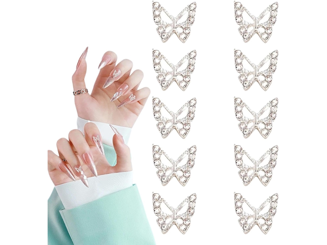 Unhas decoradas com strass, para unhas postiças.