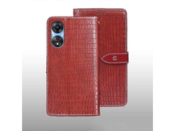 Capa Para Celular Idewei Em Couro Com Textura De Crocodilo Para Oppo A58 5g