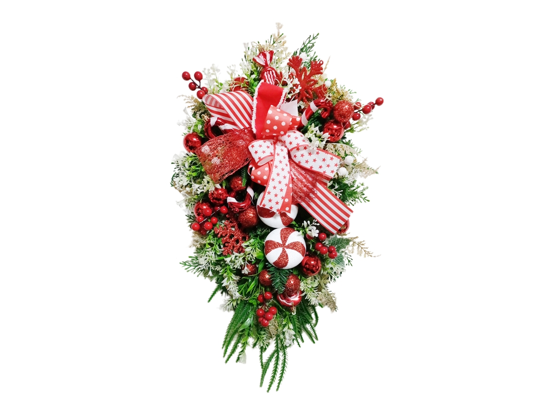 Decoração de natal pendura árvore de 45cm com doces em plástico ribbons e foam LAXISCREED