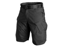 Calças curtas táticas impermeáveis masculinas para trekking, carga com vários bolsos, tamanho G, pretas.