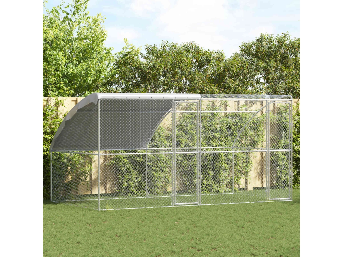 Vidaxl Gaiola Para Galinhas 2 Unid. Prateado 400 X 200 X 200 Cm