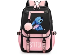 Mochila Escolar Feminina Grande Capacidade com Estampa de Costura, Rosa Casual, Multicolorida, Fx BRILVIBERA