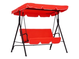 Balanço de jardim de 3 lugares, cobertura ajustável, almofadas, aço preto, poliéster, 172x110x152cm, ZENCORE SERVICES