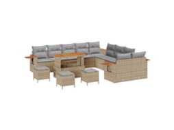 Conjunto 14 Móveis De Jardim Vidaxl Bege Vime Pe (110 X 55 X 71 Cm)