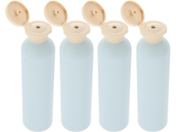 Conjunto De 4 Frascos de Loção Recarregáveis De 260ml Em Plástico HDPE Com Tampas.