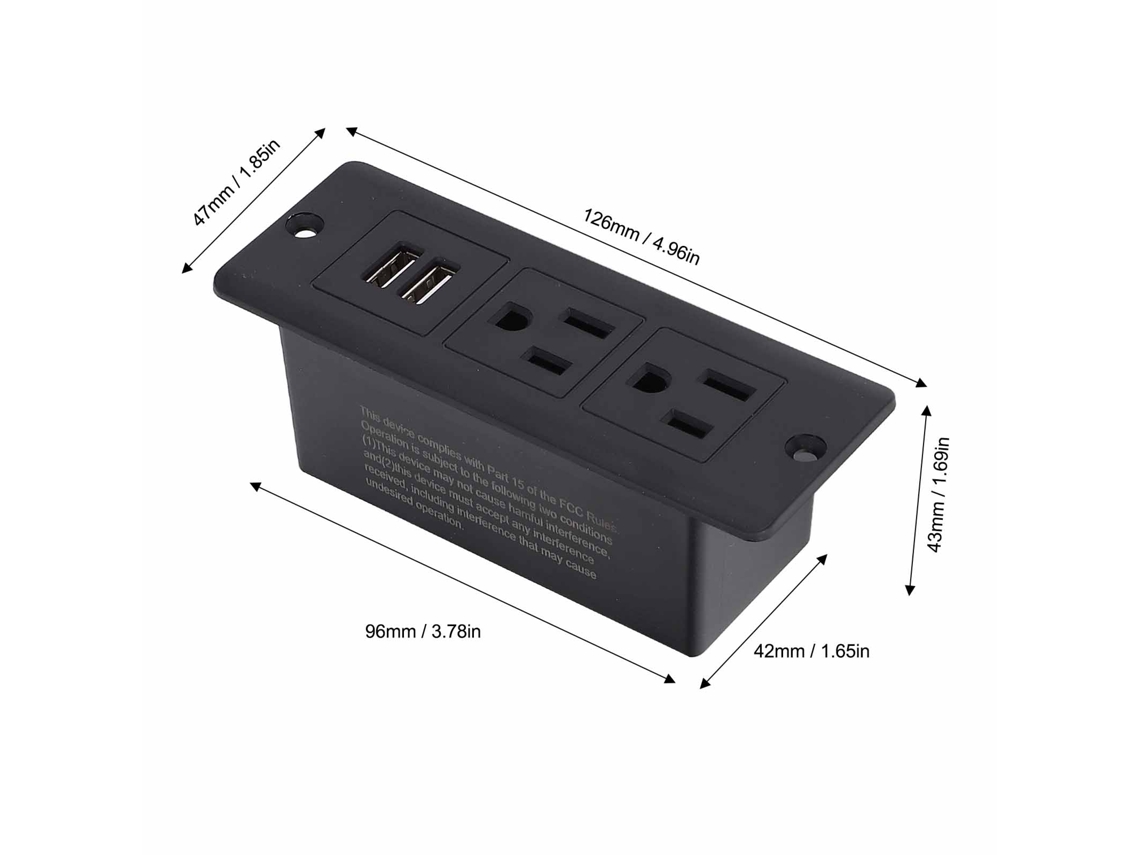 Laxiscreed Extensão De Alta Potência Com 2 Tomadas Ac E 2 Portas Usb Para Conferências