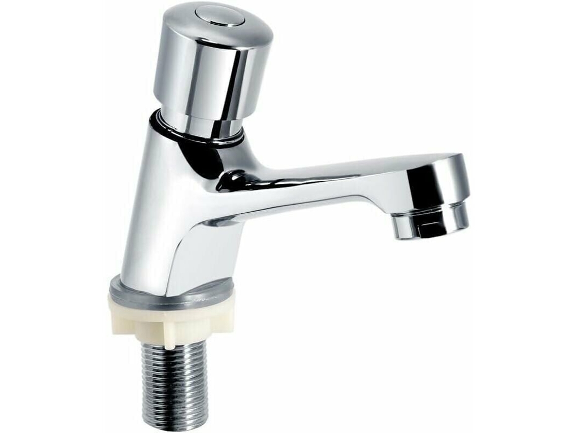 Torneira De Cozinha, Para Pia, Lavatório, Cozinha, Banheiro, Cor Prata, Cromada Com Temporizador, Fechamento Automático, Economia De Água, Uso Público