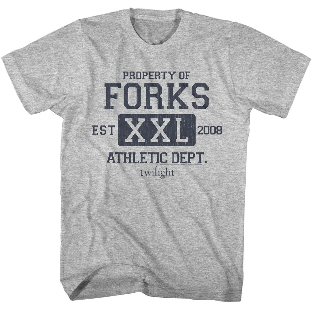 Unisex Adult T-shirt Rockinstone Twilight Movie Forks Athletic Dept Gray Sizem