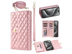 Capa Para Iphone 11 Pele Sintética Com Porta-cartões Rosa