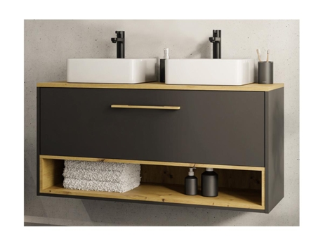 Móvel de Casa de Banho SHOWER DESIGN Duplo Yangra (57 x 120 x 46 cm - Cinzento)