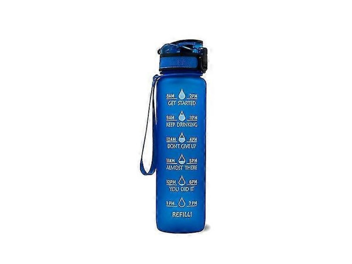 Garrafa De Água 1000ml Com Frases Inspiradoras, Fechamento Seguro E Design Reflexivo - Gradiente Verde Azul